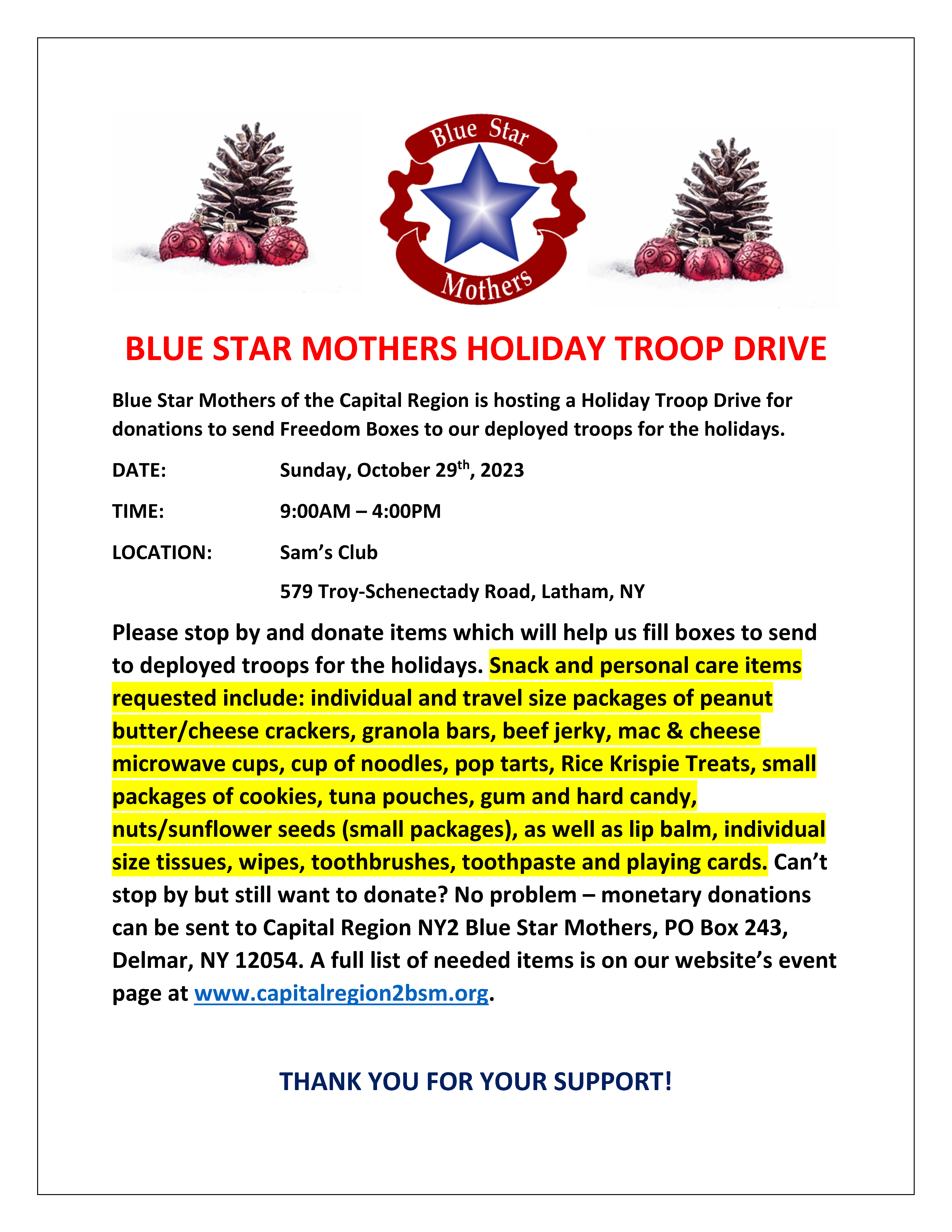 Holiday Troop Drive